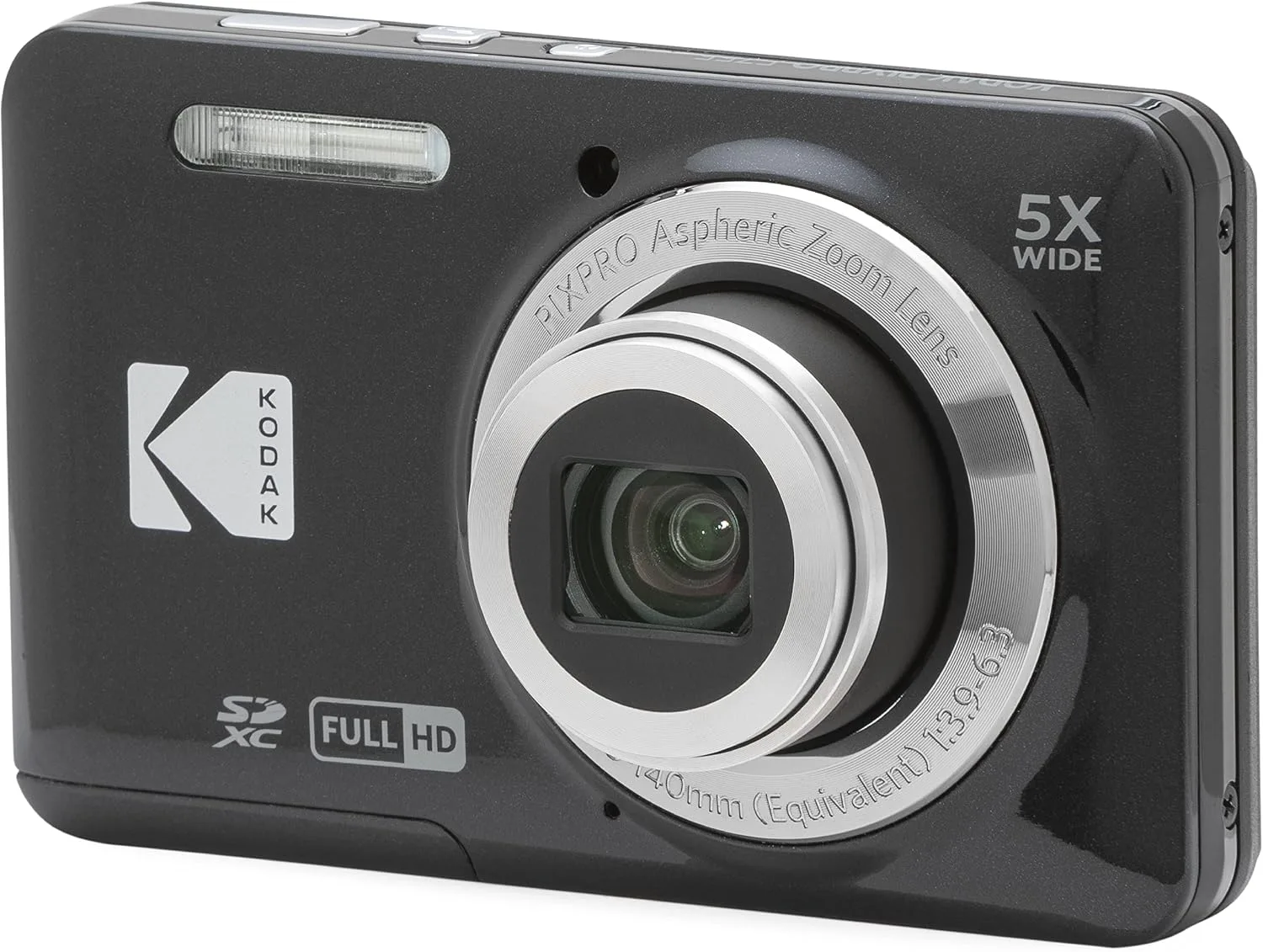 Kodak PIXPRO FZ55-BK 16MP Digital Camera 5X Optical Zoom 28mm Wide Angle 1080P Full HD Video 2.7" LCD Vlogging Camera (Black)